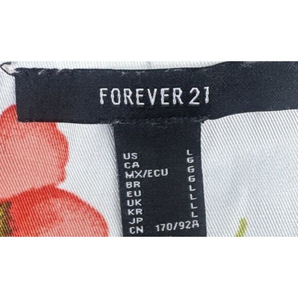 Forever 21 Womens Floral Satin Puff Sleeve Peplum Top Sz L Fairy Feminine - Picture 9 of 12